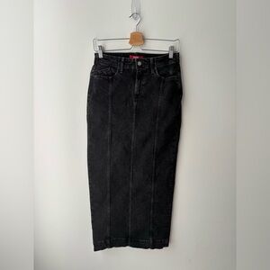 Esprit Black Denim Maxi Skirt High Waisted Stretch Pencil Skirt Size 26
